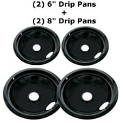 Kitchen Basics 101 Porcelain Drip Pan Set Replacement for Frigidaire Kenmore 5304430150, 318067051, 318067051