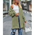 thumbnail image 4 of Women Lightweight Cardigan Sweater Mid Length Solid Color Long Sleeve Open Front Fall Winter Knit Coat Outwear, 4 of 4