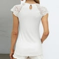 thumbnail image 6 of Tank Tops for Women Plus Size Lace Cap Sleeve Casual Patchwork Solid Color Top White XXL, 6 of 6