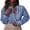 03 Blue Plaid, variant on Blouses for Women Plaid Button Down Ruffle V Neck Tunic Tops Casual Puff Long Sleeve Gingham Shirts S-2XL