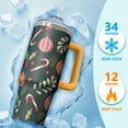 thumbnail image 4 of 30oz Winter Tumbler with Lid and Straw, Stainless Steel Cup with Handle Plaid Travel Coffee Mug, Christmas Gifts, 4 of 5
