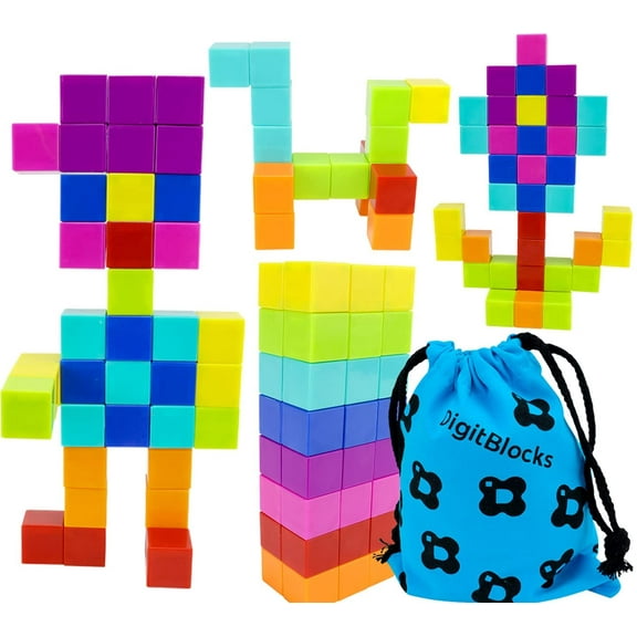 Brainspark DigitBlocks 48 Pcs Magnetic Building Blocks Sensory Toys for Kids STEM Educational Sets