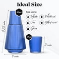 thumbnail image 4 of Vintage Bedside Water Carafe With Tumbler – 37 Oz Ribbed Pitcher and Matching Drinking Glass Doubles As Lid For Guest Room, Office-Makes A Gift, 4.5”x 9.25", Blue, American Atelier, 4 of 8