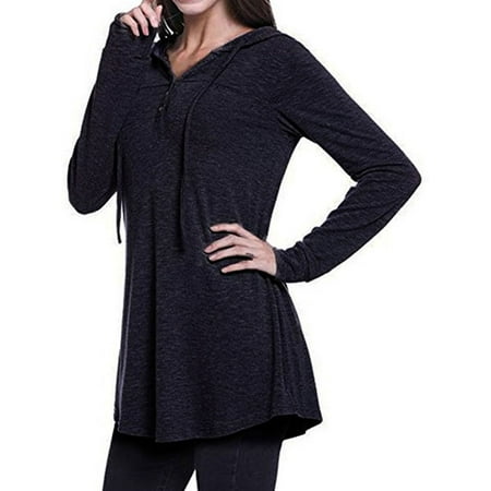 - 711ONLINESTORE Women Long Sleeve V Neck Hoodie