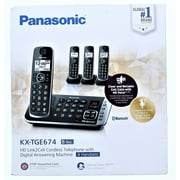 Panasonic Link2Cell Bluetooth DECT 6.0 Expandable Cordless Phone System With Digital Answering System, KX-TGE674B
