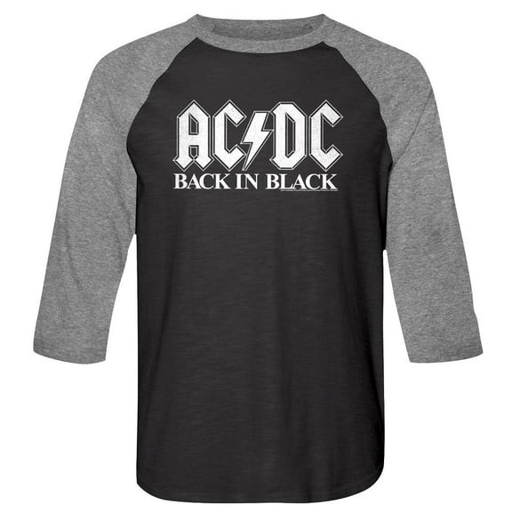 AC/DC Back In Black Vintage Black/Heather Raglan Baseball T-Shirt