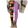 thumbnail image 5 of YDFCWXW Halloween Leggings for Women Tummy Control Monster Pumpkin Printed Stretchy Leggings Yoga Pants Tights (Purple, XL), 5 of 6