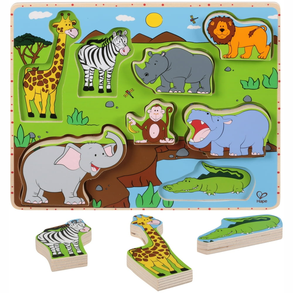 Hape Wild Animals Stand Up Puzzle 9 pc Pack - Walmart.com - Walmart.com