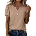 thumbnail image 2 of Womens Shirts Plus Size Fashion V Neck Short Sleeve Button Tops Dressy Casual Blouses Summer Clothes, 2 of 7