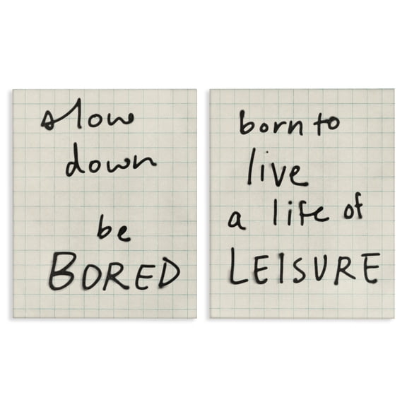 Stupell Industries Leisure Life Be Bored Quotes and Sayings Painting Wrapped Canvas Canvas Art Print Wall Art, 16 x 20, Set of 2
