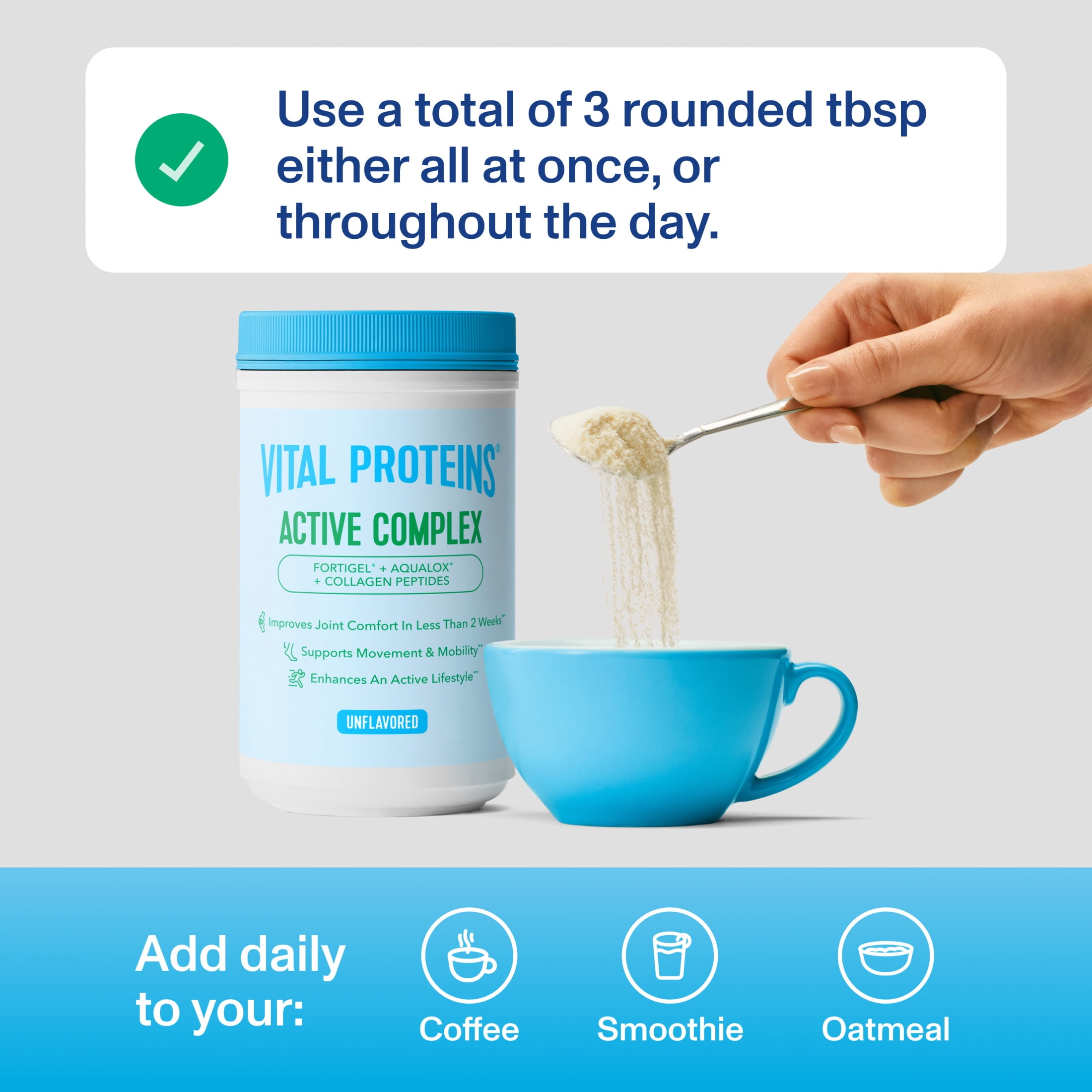 Vital Proteins Active Complex with Collagen Peptides, Unflavored, 10.37 oz, Supports Joint Mobility and Comfort