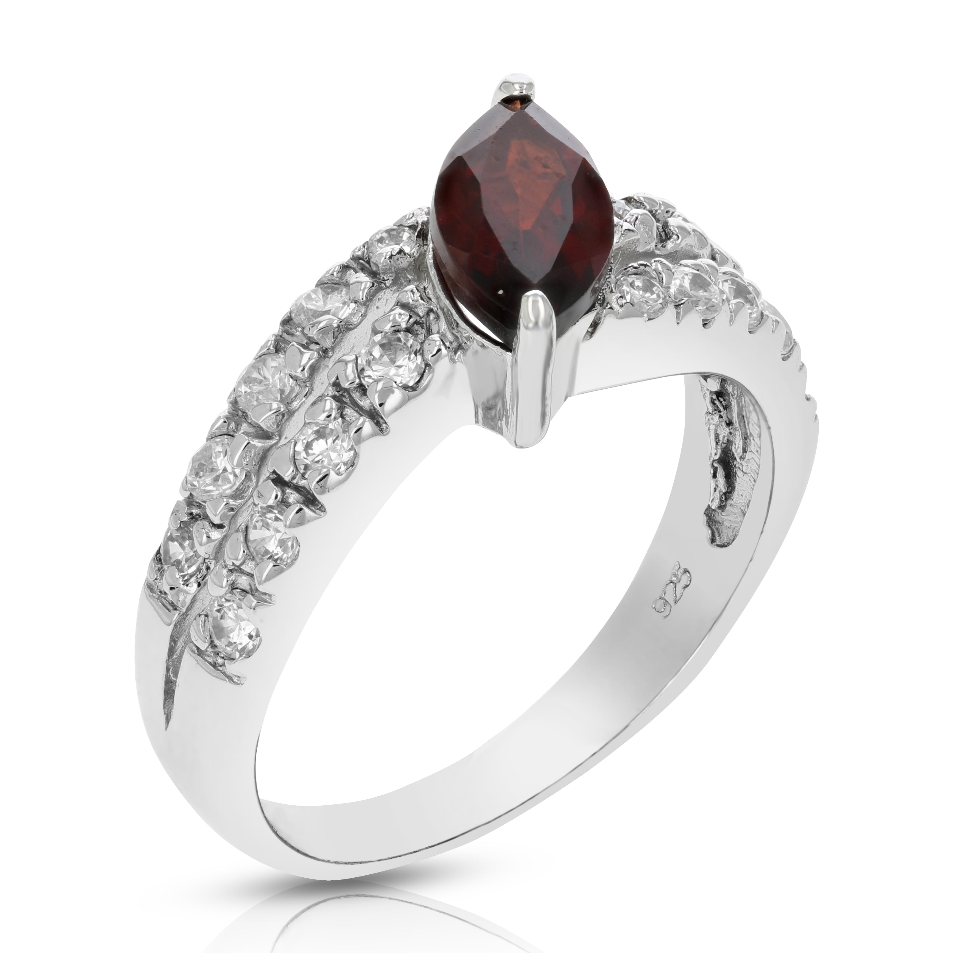 Genuine Garnet 925 Silver Ring For Men Cat Style Marquise Birthstone January Size 4,5,6,7,8,9,10,11,12 