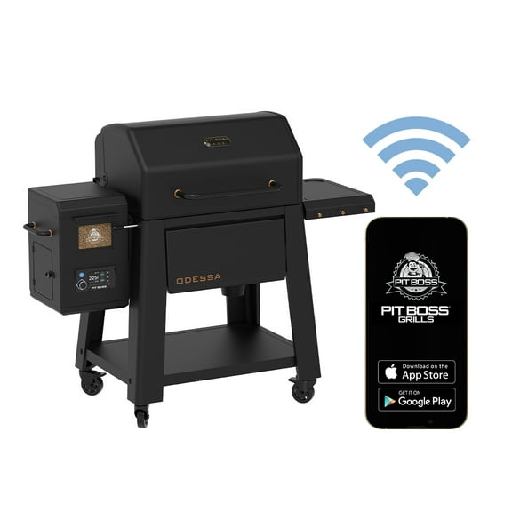 Pit Boss Pellet Smoker, Odessa 1250 Square Inch Wood Fired Pellet Grill with Wifi and Bluetooth, Onyx Series