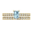 thumbnail image 2 of Clara Pucci 18K Yellow Gold Emerald Cut 0.5Ct Natural Sky Blue Topaz Engagement Ring + Matching Band - Luxury Box Included, 2 of 7