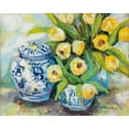 thumbnail image 2 of Vertentes, Jeanette 14x12 Black Ornate Wood Framed with Double Matting Museum Art Print Titled - Tulips Chinoiserie, 2 of 4