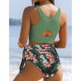 thumbnail image 4 of Conjunto de bikini para mujer, cintura alta, estampado floral, traje de baño de dos piezas con lazo lateral, 4 of 5