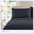 thumbnail image 3 of Sweet Home Collection Queen Sheet Sets, Classic 1800 Series Deep Pocket 4 Piece, Luxury Soft Microfiber Bed Sheet Sets, Navy, 3 of 5