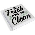 thumbnail image 2 of Zomyto 5"x5" Rustic Bathroom Wooden Box Sign Desk Decor, So Fresh and So Clean Wood Block Sign Home Bathroom Tabletop Shelf Desk Decoration,, 2 of 6