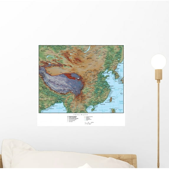 Map China Wall Mural Decal Sticker, Wallmonkeys Peel & Stick Vinyl Graphic (12 in W x 11 in H)