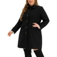 thumbnail image 4 of Unique Bargains Women's Plus Size Winter Peacoat Single-Breasted Coat, 4 of 6