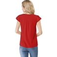 thumbnail image 3 of INSPIRE CHIC Women's Solid Blouse V Neck Ruffle Cap Sleeve Lightweight Work Blouse XS Red, 3 of 6