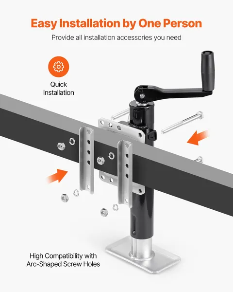 Heavy Duty 2000 lbs Swivel Trailer Jack with 10" Lift and Handle for RV,Horse,Utility,and Yacht Trailers-Bolt-On Design for Easy Installation