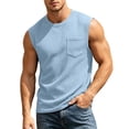 thumbnail image 3 of Pafei Tyugd Tank Shirts for Men with Pocket Casual Crewneck Muscle Tank Tops Big and Tall Sleeveless Basic T-shirt Light Blue M, 3 of 10