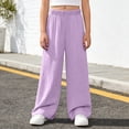 thumbnail image 2 of Krdevn Girls Crinkle Gauze Wide Leg Pants Elastic Waist Casual Summer Kids Solid Trousers,13-14 Years, 2 of 6