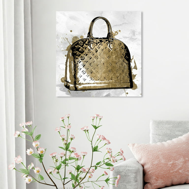 Wynwood Studio Fashion and Glam Wall Art Canvas Prints 'LV Gold' Handbags -  Gold, White