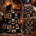 thumbnail image 6 of Qiulaii Vintage Patchwork Halloween Flannel Throw Blanket, Soft Cozy Flannel Sofa Bed Cover, Lightweight Decorative Blanket for Indoor Leisure, Halloween Party Farmhouse Home Decor, (A), 6 of 7