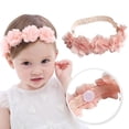 thumbnail image 5 of 2 Pack Flower Crown Baby Headbands Newborn Floral Birthday Headbands Infant Wrap Soft Chiffon Elastic Baby Turban Pink Hair Band for Infant Toddler Kids, 5 of 8