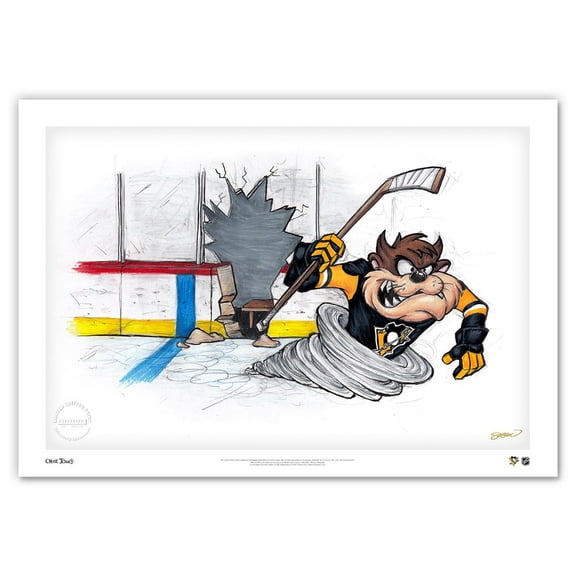 Tasmanian Devil Pittsburgh Penguins 14" x 20" Looney Tunes Fine Art Print - Limited Edition