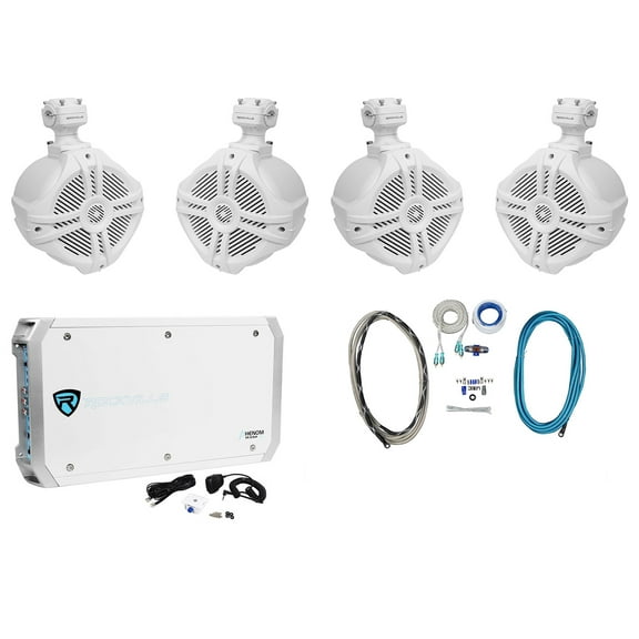 4 Rockville RWB70W 6.5" Wakeboard Marine Speakers 6 Channel Amplifier Amp Kit
