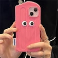 thumbnail image 1 of Adecuado para funda de teléfono móvil iPhone 13, funda de teléfono móvil con helado rosa de dibujos animados lindo Ins, cubierta trasera de silicona suave con ojos divertidos, 1 of 5