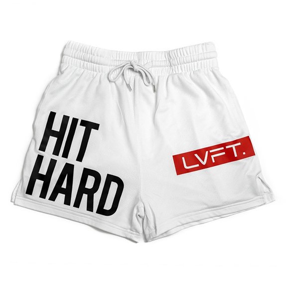 IWRICH Men's Graphic Cool Shorts Drawstring Waist Basketball Athletic Gym Shorts with Pockets White XL