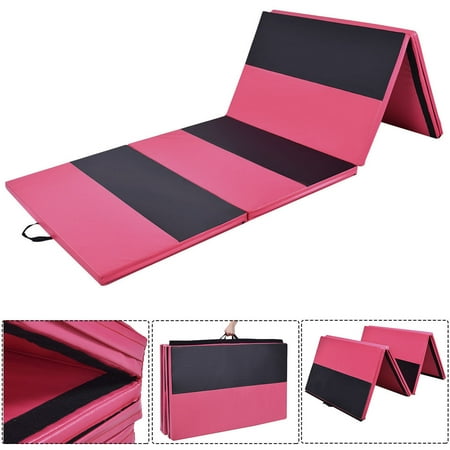 Costway 4'x10'x2''Gymnastics Mat Folding Panel Thick Gym Fitness Exercise Pink/Blk 2016