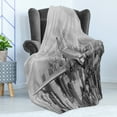 thumbnail image 4 of Vintage Soft Flannel Fleece Throw Blanket, Nostalgic Dated Plane Flying over Skyscrapers in New York City Urban Life, Cozy Plush for Indoor and Outdoor Use, 50" x 60", Black and White, by Ambesonne, 4 of 5