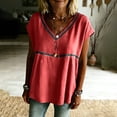 thumbnail image 6 of Turilly Boho Lace Trim Blouse for Women V-Neck Short Sleeve Loose Fit Casual Peplum Top Button Shirts, 6 of 6
