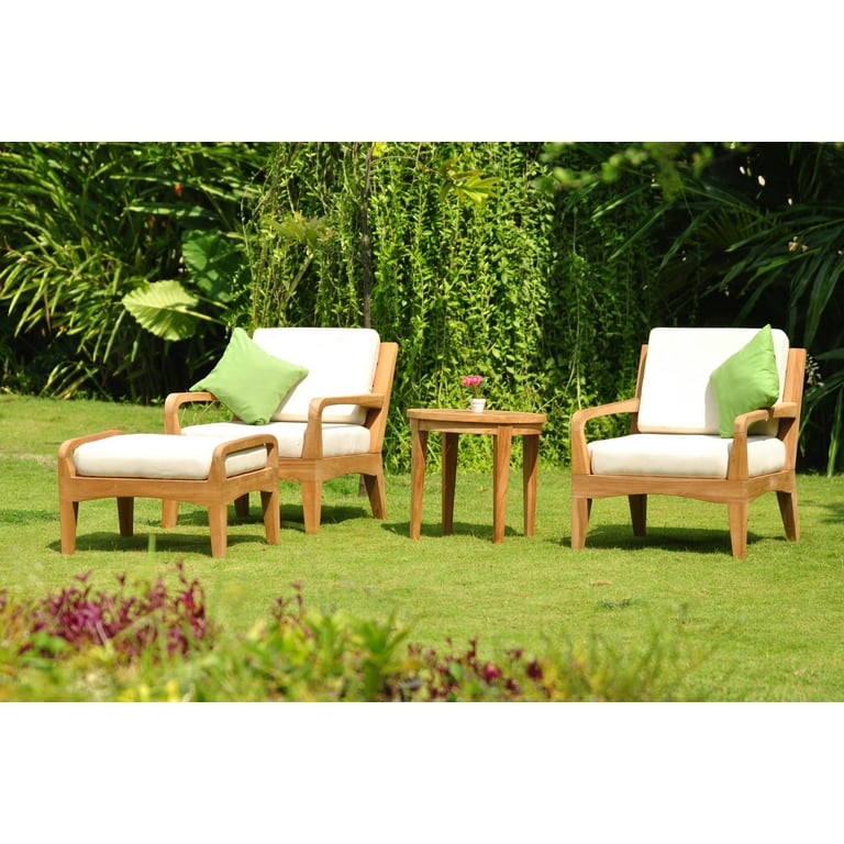 Wholesale Teak Outdoor Patio Grade A Teak Wood Noida 6 Piece Teak Sofa Set 3 Seater Sofa 2 Lounge Chairs 1 Ottoman 1 Round Coffee Table and 1
