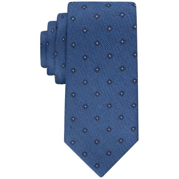 Calvin Klein Mens Square Neat Necktie Navy Blue