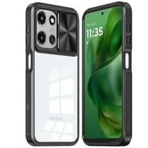 For Motorola Moto G 5G 2025 Hybrid Cases with Sliding Camera Cover Transparent Shockproof Bumper TPU Protective Cover, XPM Phone Case [Black]