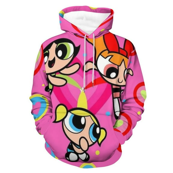The Powerpuff Girls Unisex Adult Hoodie Casual Hooded Sweatshirt Pullover Novelty 3D Printed Sweater Jacket S