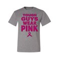 thumbnail image 2 of Wild Bobby Tough Guys Wear Pink Distressed Breast Cancer Awareness Men Tee, Heather Grey, 4X-Large, 2 of 6