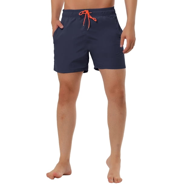 Pantalones cortos de verano para hombres INSPIRE CHIC, pantalones cortos de playa, forro de malla sólido, cintura con cordón, pantalones cortos de natación 32 azul marino