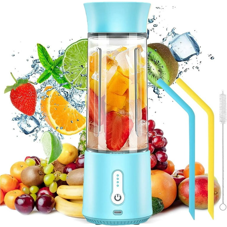 Mini Blender Personal Portable Blender Small Smoothies Blender, Tanbaby  500ml Portable Juicer Cup for Smoothies Shakes with 4000mAh Tpye-C  Rechargeable, for Traveling, Outdoor, Gym, Office (Blue) 