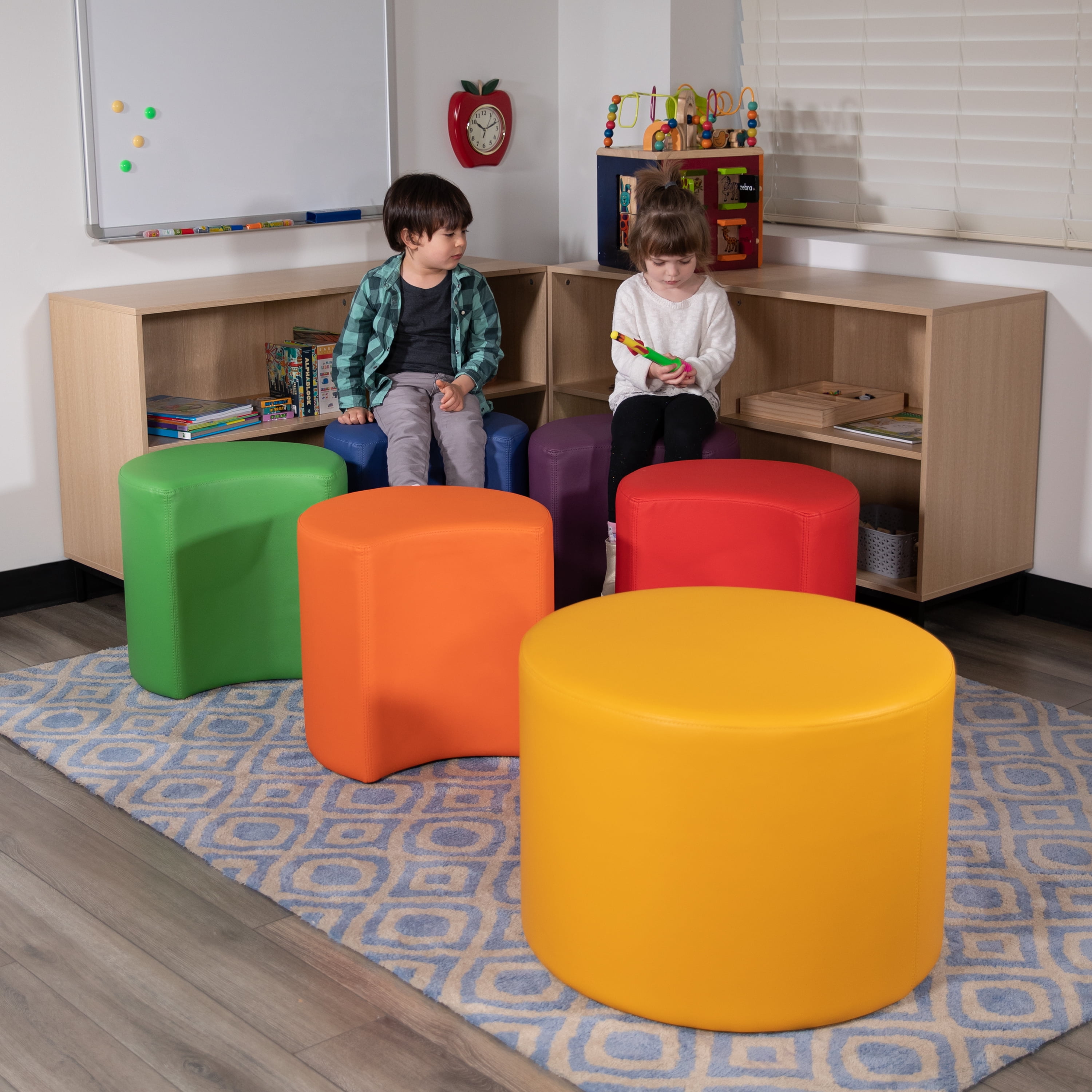 Flash Furniture Nicholas Soft Seating Flexible Flower Set for Classrooms and Common Spaces - Assorted Colors (18"H)