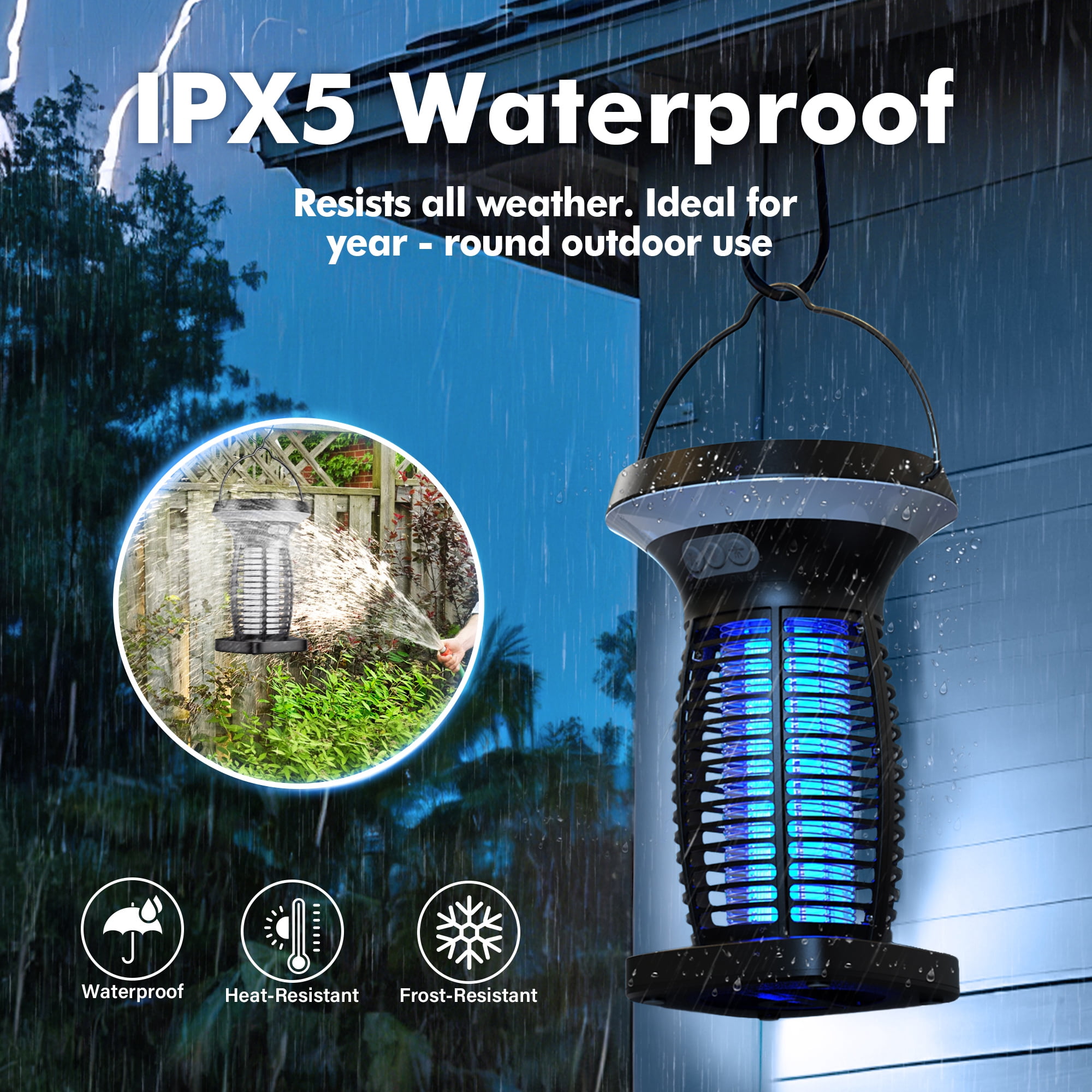 Reppiss  Solar Bug Zapper, Mosquito Killer Lamp, Waterproof 4200V Electric Trap  for Outdoor Patio and Camping