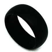 8MM Men or Ladies Athlete Sports Flexible BLACK Silicon Rubber Wedding Band Ring