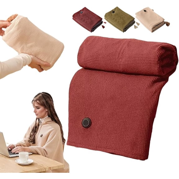 Portable Heated Shawl, 2026 New Portable Heated Blanket Shawl Wraps for Women, 60"X 31" Cordless Heated Blanket with 3 Heating Levels for Home Camping Travel(Wine)