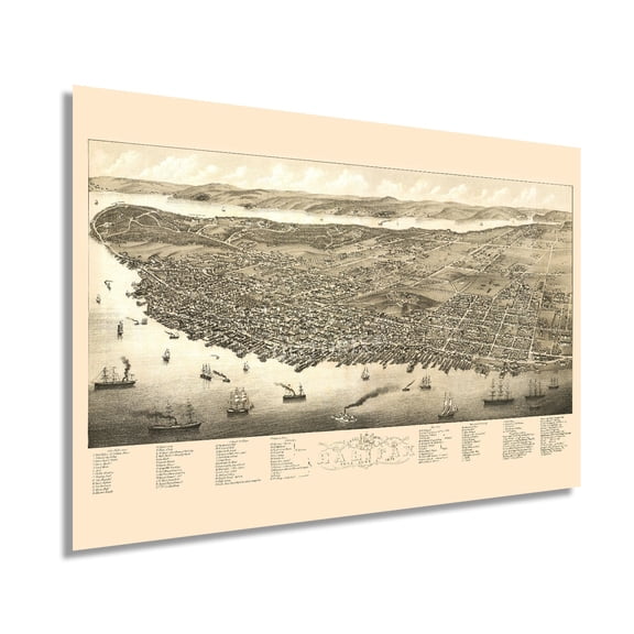 HISTORIX 1879 Halifax Nova Scotia Canada Map Vintage Poster Wall Art Print, 24 x 36 Inch